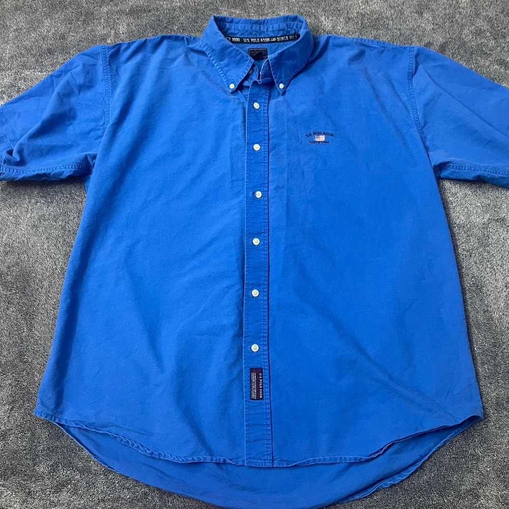 90s US Polo Assn Mens XXL Short Sleeve Classic Oxford Button Down Shirt Dadcore